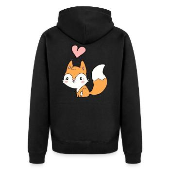 Fuchs - Unisex Premium Bio Zip Hoodie - Schwarz - Hinten - Nico (187cm)