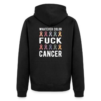Fuck Cancer Cancer Awareness Whatever Color - Unisex Premium Bio Zip Hoodie - Schwarz - Hinten - Nico (187cm)