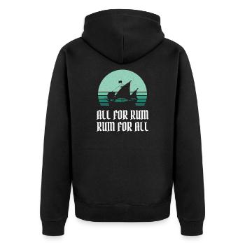 Pirate / Pirate Ship all for rum rum for all - Unisex Premium Bio Zip Hoodie - Schwarz - Hinten - Nico (187cm)