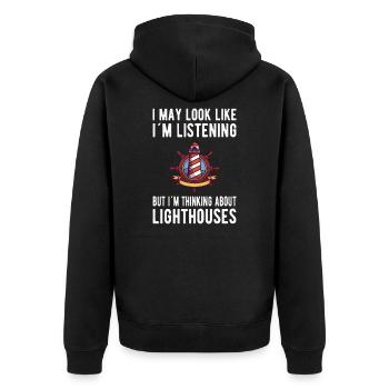 Lighthouse Seaside thinking about lighthouses - Unisex Premium Organic Zip Hoodie - black - Back - Nico (187cm)