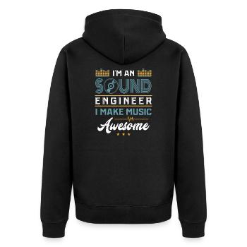 SOUND ENGINEER/ AUDIO ENGINEER : Awesome Music - Unisex Premium Organic Zip Hoodie - black - Back - Nico (187cm)