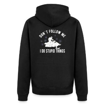 SNOWMOBILING:/ SNOWMOBILE don´t follow me - Unisex Premium Organic Zip Hoodie - black - Back - Nico (187cm)