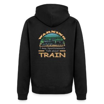 Train/Train/Locomotive talk about Trains - Veste à capuche bio Premium Unisexe - noir - Dos - Nico (187cm)