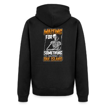 OAK ISLAND/TREASURE HUNTING/MYSTERY OF OAK ISLAND - Unisex Premium Bio Zip Hoodie - Schwarz - Hinten - Nico (187cm)