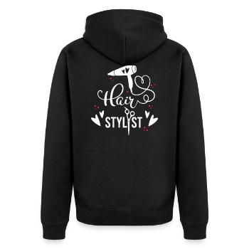 Hair stylist - Unisex Premium Organic Zip Hoodie - black - Back - Nico (187cm)