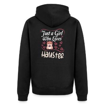 Hamster Hamsters : just a girl who loves Hamster - Unisex Premium Organic Zip Hoodie - black - Back - Nico (187cm)