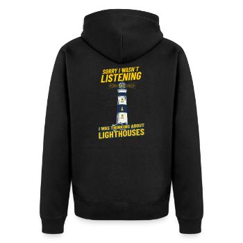 Lighthouse Seaside thinking about lighthouses - Unisex Premium Organic Zip Hoodie - black - Back - Nico (187cm)