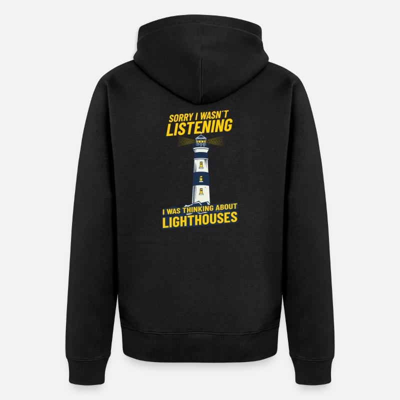 Lighthouse Seaside thinking about lighthouses - Veste à capuche bio Premium Unisexe - noir