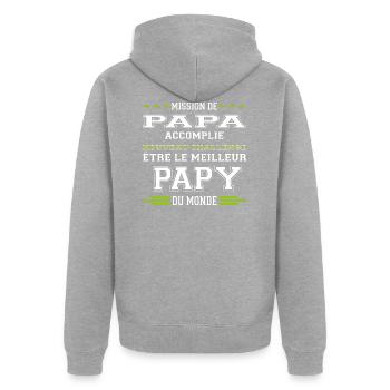 Futur papy - Veste à capuche bio Premium Unisexe - gris chiné - Dos - Nico (187cm)