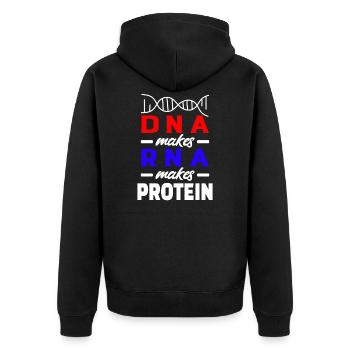 Biology Student Teacher Gift DNA Makes RNA - Unisex Premium Bio Zip Hoodie - Schwarz - Hinten - Nico (187cm)