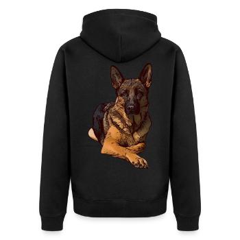 German Shepherd dog motive dogs animal face animal - Unisex Premium Organic Zip Hoodie - black - Back - Nico (187cm)