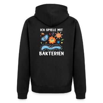 Mikrobiologe Mikrobiologie : spiele mit Bakterien - Unisex Premium Bio Zip Hoodie - Schwarz - Hinten - Nico (187cm)