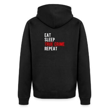 TRUE CRIME: eat,sleep,true crime,repeat - Veste à capuche bio Premium Unisexe - noir - Dos - Nico (187cm)