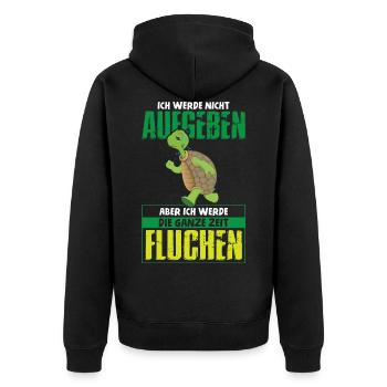Wandern Ich werde nicht aufgeben - Unisex Premium Bio Zip Hoodie - Schwarz - Hinten - Nico (187cm)