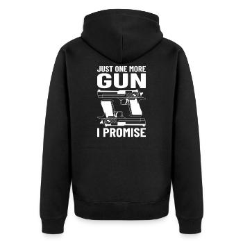 GUN RIGHTS GUN LOVER 2ND AMENDMENT: one more gun - Unisex Premium Bio Zip Hoodie - Schwarz - Hinten - Nico (187cm)
