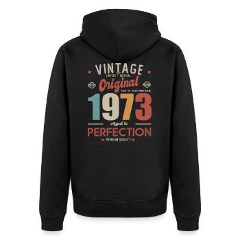 vintage original 1973 birthday gift 48 years - Unisex Premium Organic Zip Hoodie - black - Back - Nico (187cm)