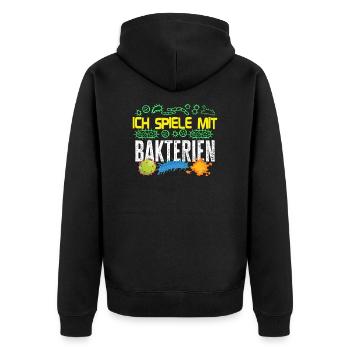 Mikrobiologe Mikrobiologie : spiele mit Bakterien - Unisex Premium Bio Zip Hoodie - Schwarz - Hinten - Nico (187cm)