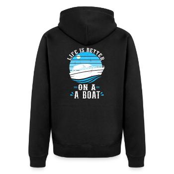 Boating Boat Captain Nautical Life is Better - Unisex Premium Organic Zip Hoodie - black - Back - Nico (187cm)