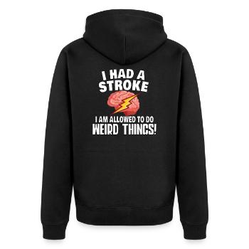 STROKE SURVIVOR REHAB GIFT IDEA weird things - Unisex Premium Organic Zip Hoodie - black - Back - Nico (187cm)