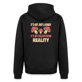 Pilzsammler Pilzfarmer Pilzkorb Pilz Herbst - Unisex Premium Bio Zip Hoodie - Schwarz - Hinten - Nico (187cm)