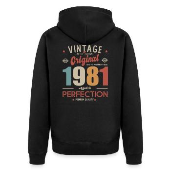vintage original 1981 cadeau anniversaire - Veste à capuche bio Premium Unisexe - noir - Dos - Nico (187cm)