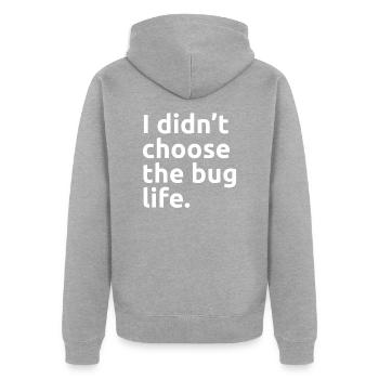 I Didn't Choose The Bug Life Software QA Tester - Unisex Premium Bio Zip Hoodie - Grau meliert - Hinten - Nico (187cm)