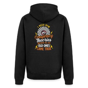 Conspiracy theories Conspiracy theorists - Unisex Premium Organic Zip Hoodie - black - Back - Nico (187cm)