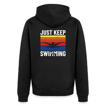 SWIMMING/ SWIMMER just keep swimming - Unisex Premium Organic Zip Hoodie - black - Back - Nico (187cm)