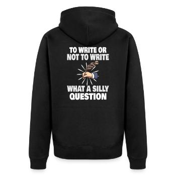 Autor Schreiben Schreiber Literatur Geschenkidee - Unisex Premium Bio Zip Hoodie - Schwarz - Hinten - Nico (187cm)