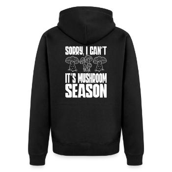 Pilzsammler Pilzfarmer Pilzkorb Pilz Herbst - Unisex Premium Bio Zip Hoodie - Schwarz - Hinten - Nico (187cm)