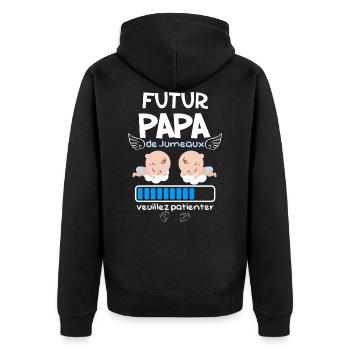 8 - futur papa jumeaux adorables.png - Veste à capuche bio Premium Unisexe - noir - Dos - Nico (187cm)