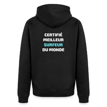 t shirt meilleur surfeur humour surf homme drole - Veste à capuche bio Premium Unisexe - noir - Dos - Nico (187cm)