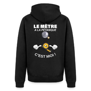 Pétanque humour retraite - Veste à capuche bio Premium Unisexe - noir - Dos - Nico (187cm)