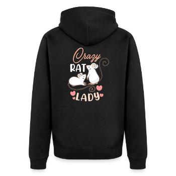 Rat Lover Rat Pet Rodent Mouse Rat Lady gift idea - Unisex Premium Organic Zip Hoodie - black - Back - Nico (187cm)
