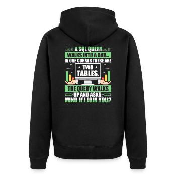Database Administrator SQL Database Admin - Unisex Premium Organic Zip Hoodie - black - Back - Nico (187cm)