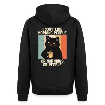 I Hate Morning People Café Chat Cat cadeau - Veste à capuche bio Premium Unisexe - noir - Dos - Nico (187cm)