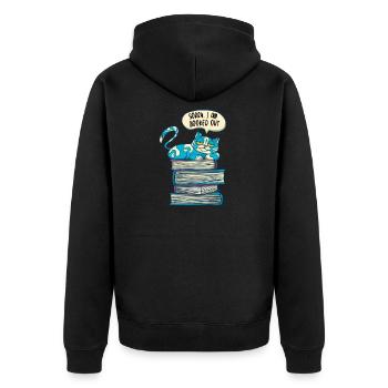 FUNNY CATS READING BOOK READER LITERATURE WRITING - Unisex Premium Organic Zip Hoodie - black - Back - Nico (187cm)