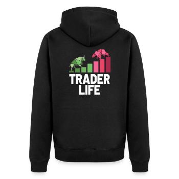 Stock Market trader Forex Trader Investor Trading - Unisex Premium Bio Zip Hoodie - Schwarz - Hinten - Nico (187cm)