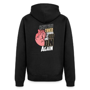 Heart Attack Survivor Heart Surgery Pacemaker Gift - Unisex Premium Organic Zip Hoodie - black - Back - Nico (187cm)