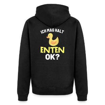 Quietscheente Ente Gut Alles Gut - Unisex Premium Bio Zip Hoodie - Schwarz - Hinten - Nico (187cm)