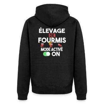 Fourmis fourmi fourmiculture métier humour - Veste à capuche bio Premium Unisexe - noir - Dos - Nico (187cm)