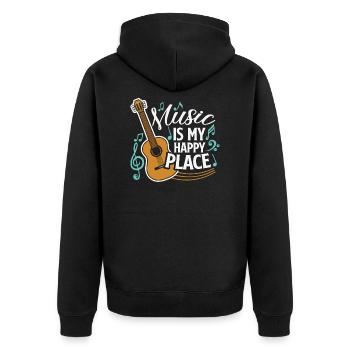 Musik Musikerin Sängerin Music is my happy place - Unisex Premium Bio Zip Hoodie - Schwarz - Hinten - Nico (187cm)