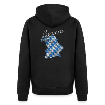 Bayern - Unisex Premium Bio Zip Hoodie - Schwarz - Hinten - Nico (187cm)
