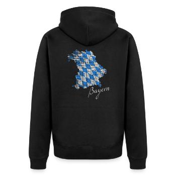 Bayern - Unisex Premium Bio Zip Hoodie - Schwarz - Hinten - Nico (187cm)