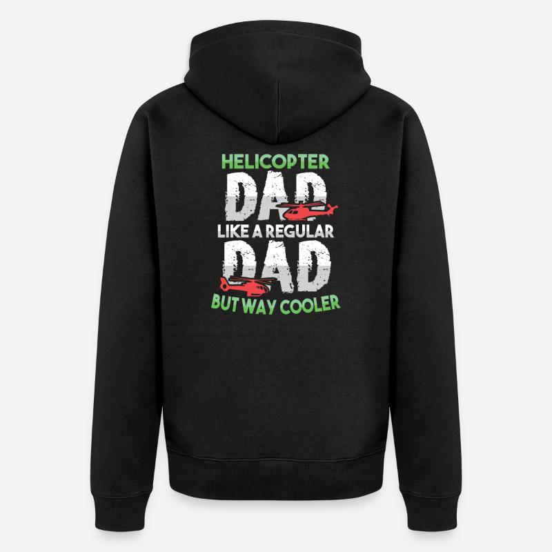 Hubschrauberpilot Luftfahrt Helicopter Dad - Unisex Premium Bio Zip Hoodie - Schwarz