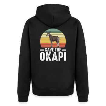 Okapi Giraffe Afrika Safari Zebra Wildnis Tiere - Unisex Premium Bio Zip Hoodie - Schwarz - Hinten - Nico (187cm)