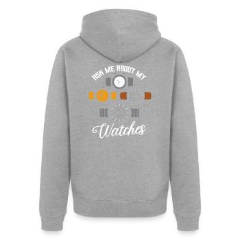 Watch wearer horology watchmaker watch collector - Unisex Premium Organic Zip Hoodie - heather grey - Back - Nico (187cm)