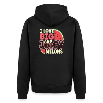 Watermelon Funny Fruit Funny Watermelon Fruit Joke - Unisex Premium Bio Zip Hoodie - Schwarz - Hinten - Nico (187cm)