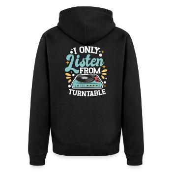 Vinyl-Schallplatten LP-Sammler Plattenliebhaber - Unisex Premium Bio Zip Hoodie - Schwarz - Hinten - Nico (187cm)