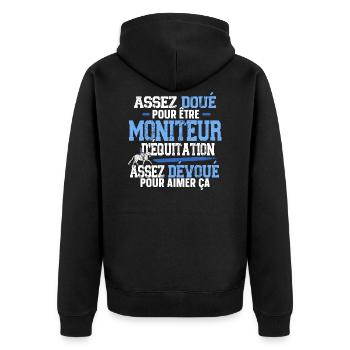 Equitation Cheval Cavalier Sport équestre Humour - Veste à capuche bio Premium Unisexe - noir - Dos - Nico (187cm)